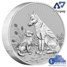 2022 $2 Mother and Baby Dingo 2oz Silver Piedfort Bullion Coin In Pouch picture