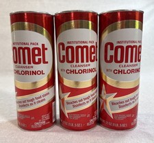 3 COMET CLEANSER Super Chlorinol Disinfects Red LABEL Unopened Vintage Made USA picture