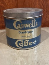 Extremely Rare Vintage Caswell’s Grand Opera Coffee Tin-Blue & Gold-1 1/2 Pounds picture