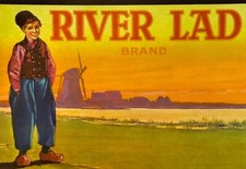 Antique 1940s River Lad Asparagus Crate Label, Los Angeles, CA, Awesome picture