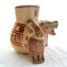 Vtg Nicoya Effigy Pottery Vessel Jaguar Pre-Columbian Style Terracotta Ceramics picture