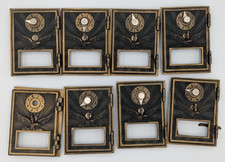 Lot of 8 Antique Eagle Lock Co Brass PO Box Doors Sunburst 5x3.75 Craft Parts picture