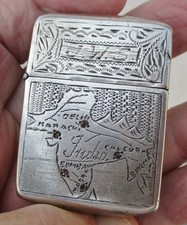 Rare Vintage Engraved Sterling Silver with rubies Lighter Zippo WWII India-Burma picture