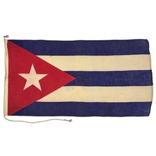 Vintage Wool Cuba Flag Old Cloth Nautical Cuban Textile Art Decor Distress picture
