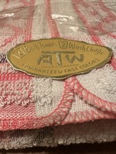 Vintage New With Tags ATW Towel Set VTG Pink Washcloth Bath Towel Old Stock picture
