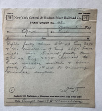Vintage 1909 New York Central & Hudson River RR Train Order Sheet NY NYC&HRR picture