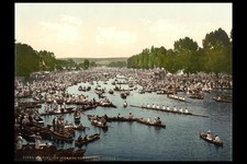 Henley-on-Thames England 1890s Henley Regatta River Rowing Boats Crowds picture