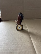 Westland Gifts Eagle Perched On Rock Desk Clock 2000 3.25