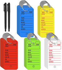 200 Pcs Poly Car Key Tags with 200 Pcs Rings and 2 Markers, Plastic picture