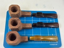 Judd's Lot of 3 Vintage Aged Italian Briar Unfinished Pipe Bowls w/Stems picture