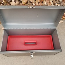 Vintage Gray Craftsman Metal Tool Box 18x8x9 Toolbox Classic picture