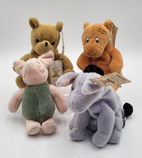 GUND UK Classic Pooh Beanie Plush Set/4 Eeyore Tigger Piglet Pooh NOS w/Tags 6