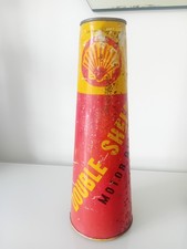 SHELL STICKMAN OIL DOUBLE SHELL BELGIUM INCREDIBLY RARE MOTOR OIL TIN picture