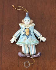 Vintage Schmid Signed Yamada Clown Figurine Movable Limbs Pull String Porcelain picture