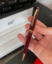 New Montblanc Meisterstuck 164R Burgundy Red Gold Trim Classique Ballpoint Pen picture