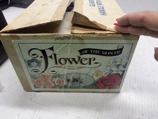Flower Of The Month Drinking Glasses Complete Set Floral Colorful EUC picture