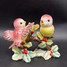 Napco Japan Anthropomorphic Pink Birds On Branch With Cherries-As Is picture