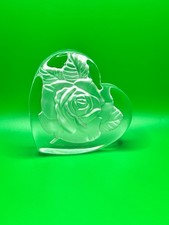 Heart Shape Etched Frosted Textured Rose Flower Paperweight 4