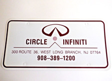 NOS 1990s Circle INFINITI WEST LONG BRANCH NJ Dealer LICENSE PLATE Nissan Datsun picture