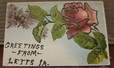 LETTS IOWA  GLITTER GREETINGS FROM C.1909 USED picture