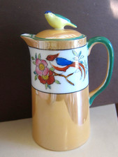 Rare Early Noritake Peach Luster Teapot – Bird of Paradise – Hand Painted – 1920 picture