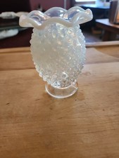 Ventage Fenton French Opalescent Hobnail miniature ruffled vase Excellent Shape picture