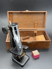 Vintage Bausch & Lomb New Gem Microscope Wood Case Parts Repair As-Is picture