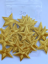 30x Gold Star Iron / Sew on Patch Applique Job Lot / Bulk Buy picture