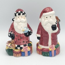 Vintage Sakura Handpainted Porcelain Santa Salt & Pepper Shakers Set Of 2 picture