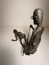 Absurd Antique Metal Sculpture Doctor Needle And Patient Weird Art picture