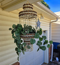 Vintage Shell Hanging Planter Faux Plant Boho Decor 27. picture