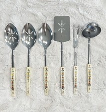Vtg 6 Set COUNTRY FESTIVAL ECKO Utensil Spoon Spatula Blue Rooster Corning Ware picture