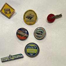 Amtrak Lot of 7 Railroad Pins (no backs) Employee Appreciation 2014/2017 Safety picture