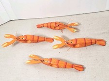 Danske Wood Napkin Rings Red Lobster Set Of 4 Seafood Nautical Handpainted_AG picture