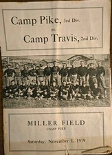 1919 Camp Pike vs Camp Travis Army Football Program WWI 3rd 2nd Division picture