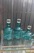 Z gallerie Set of 3 Blue Modern Collectible Glass Bottles, 13 oz and 10 oz picture