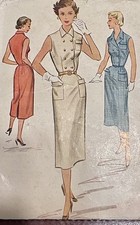 UNCUT Vintage 1950s McCall’s 9326 Womens Double Breasted Dress Size 18 B36 picture