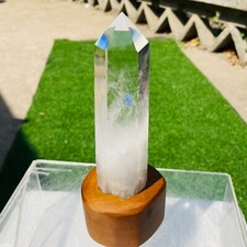 590g Natural Clear Quartz Obelisk Crystal Point Tower Reiki Healing+Stand picture