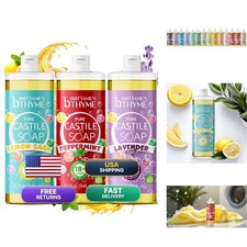 Brittanie's Thyme Pure Castile Liquid Soap Variety, Lavender/Peppermint/Lemon picture