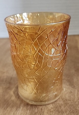 Carnival Glass Iridescent Marigold Tumbler Orange Crackle 3-3/4