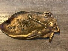 ANTIQUE ART NOUVEAU BRONZE Brass Mermaid CARD HOLDER TRAY PIPE REST ASHTRAY picture