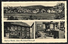 Postcard Oberlahr/Westerwald, Guest House Pension zur Post, owner A. Dickopf, Ortsan  picture