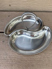 Vintage Selandia stainless steel divided serving dish-Denmark with coiled handle picture