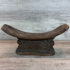 Antique African Shona Tsonga Wood Headrest Geometric Rare Carved Tribal Art picture