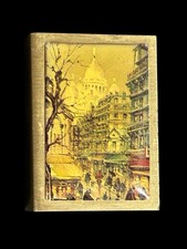 Vintage Brass Matchbox Holder Paris Street Scene 2.1x1.6” Decor  picture