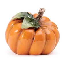 Harvest Halloween Side Pumpkin Ceramic Figurine, 5.5 inch picture