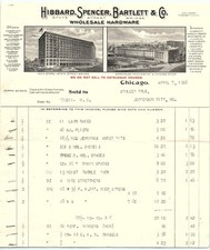 1906 Hibbard, Spencer, Bartlett & Co. Hardware Billhead picture