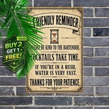 Funny Bartender Attention Please Metal Tin Sign Home Bar Art picture