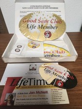 Retro Good Sam Club Life Member RV plaque, patch, sticker, pin flag set with box picture