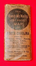 Vintage SOUTH CAROLINA Rand McNally Vest Pocket Map - circa 1920-Great Condition picture